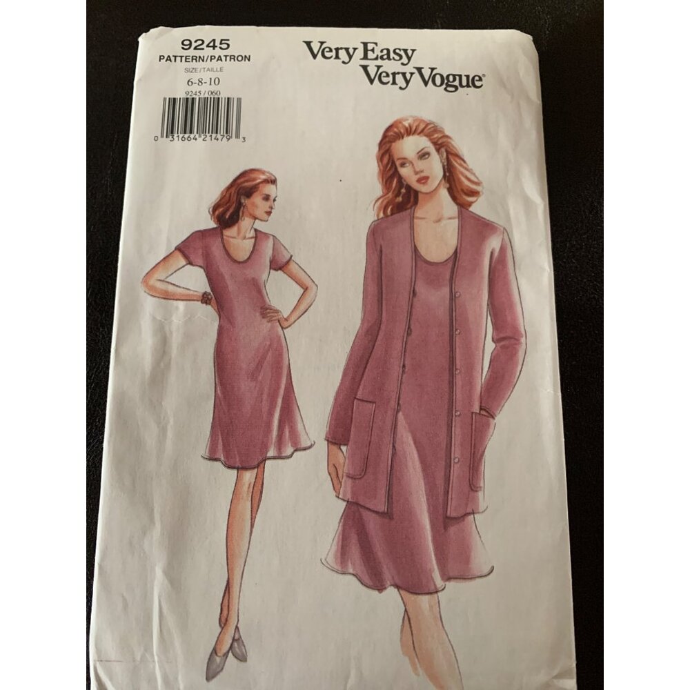 Vogue Misses Dress Jacket Sewing Pattern 9245 Size 6 8 10 - Uncut